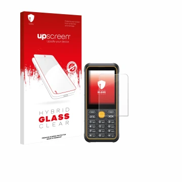Vorderseite einer Produktverpackung mit dem Markenlogo upscreen. Daneben ist das Gerät Ulefone Armor Mini 4 mit dem zugehörige