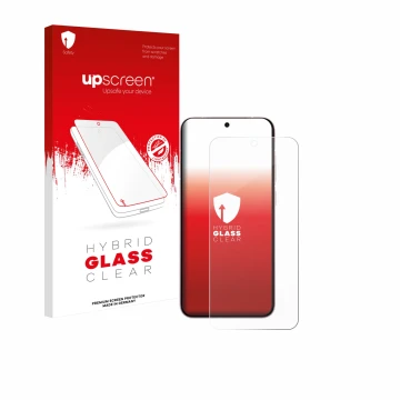 Vorderseite einer Produktverpackung mit dem Markenlogo upscreen. Daneben ist das Gerät Vivo X200 FE mit dem zugehörigen Displa
