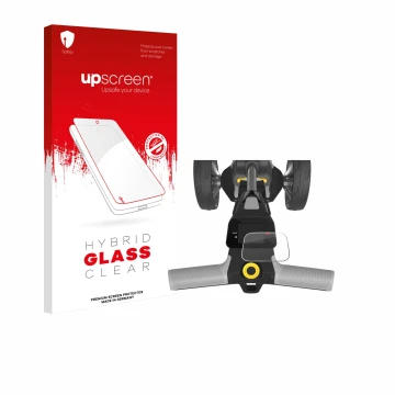 Vorderseite einer Produktverpackung mit dem Markenlogo upscreen. Daneben ist das Gerät PowaKaddy CT6 2025 mit dem zugehörigen 