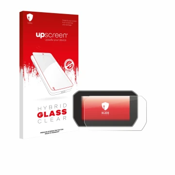 Vorderseite einer Produktverpackung mit dem Markenlogo upscreen. Daneben ist das Gerät Ducati V4S 2021 Tachoanzeige mit dem zu