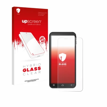 Vorderseite einer Produktverpackung mit dem Markenlogo upscreen. Daneben ist das Gerät Emporia Smart ME7 mit dem zugehörigen D