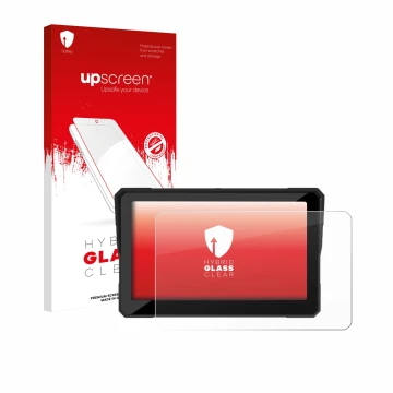 Vorderseite einer Produktverpackung mit dem Markenlogo upscreen. Daneben ist das Gerät Carpuride W702S Pro 7
