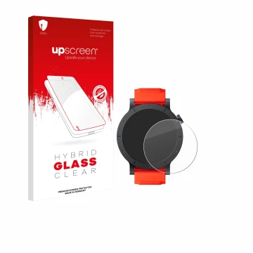 Vorderseite einer Produktverpackung mit dem Markenlogo upscreen. Daneben ist das Gerät Nothing CMF Watch 3 Pro mit dem zugehör
