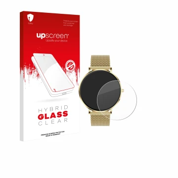 Vorderseite einer Produktverpackung mit dem Markenlogo upscreen. Daneben ist das Gerät Mivora Eleganza PRO 1.32
