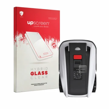 Vorderseite einer Produktverpackung mit dem Markenlogo upscreen. Daneben ist das Gerät Ecovacs Goat O800 RTK mit dem zugehörig