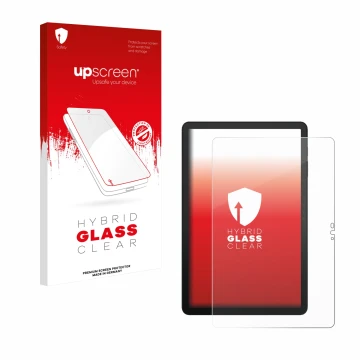 Vorderseite einer Produktverpackung mit dem Markenlogo upscreen. Daneben ist das Gerät Telekom T Tablet 2 mit dem zugehörigen 