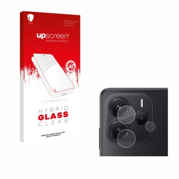 Vorderseite einer Produktverpackung mit dem Markenlogo upscreen. Daneben ist das Gerät Xiaomi Redmi Note 14 4G (NUR Kameraschu