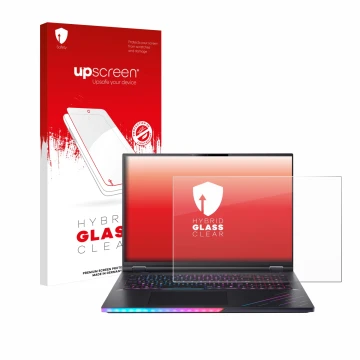 Vorderseite einer Produktverpackung mit dem Markenlogo upscreen. Daneben ist das Gerät Acer Predator Helios 18 AI PH18-73 mit 