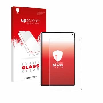 Vorderseite einer Produktverpackung mit dem Markenlogo upscreen. Daneben ist das Gerät Huawei MatePad Mini mit dem zugehörigen