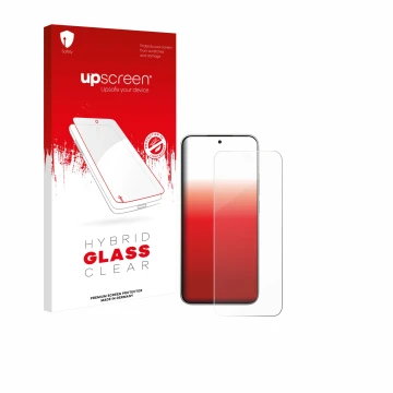 Vorderseite einer Produktverpackung mit dem Markenlogo upscreen. Daneben ist das Gerät Xiaomi 15T mit dem zugehörigen Displays