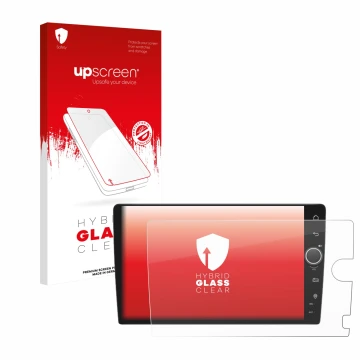 Vorderseite einer Produktverpackung mit dem Markenlogo upscreen. Daneben ist das Gerät Joying Car Radio 9