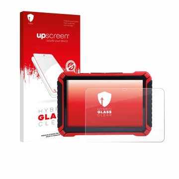 Vorderseite einer Produktverpackung mit dem Markenlogo upscreen. Daneben ist das Gerät Launch X-431 Pad IX mit dem zugehörigen