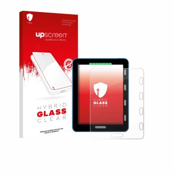 Vorderseite einer Produktverpackung mit dem Markenlogo upscreen. Daneben ist das Gerät Vakaros Atlas 2 / Edge mit dem zugehöri