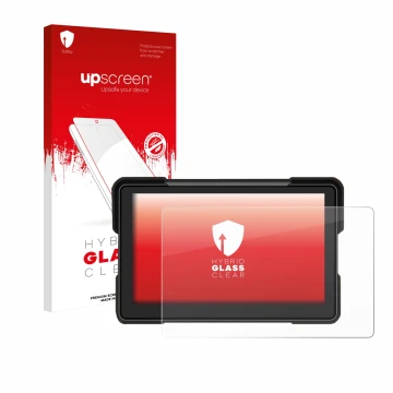 Vorderseite einer Produktverpackung mit dem Markenlogo upscreen. Daneben ist das Gerät Airpuxem Motorrad Carplay 7