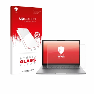 Vorderseite einer Produktverpackung mit dem Markenlogo upscreen. Daneben ist das Gerät HP ZBook 8 G1a 14