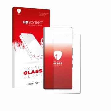 Vorderseite einer Produktverpackung mit dem Markenlogo upscreen. Daneben ist das Gerät ZTE Nubia Red Magic 11 Pro mit dem zuge