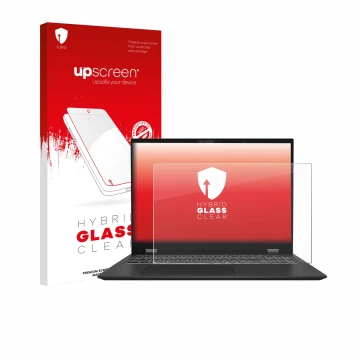 Vorderseite einer Produktverpackung mit dem Markenlogo upscreen. Daneben ist das Gerät MSI Prestige 16 AI Evo B1M mit dem zuge