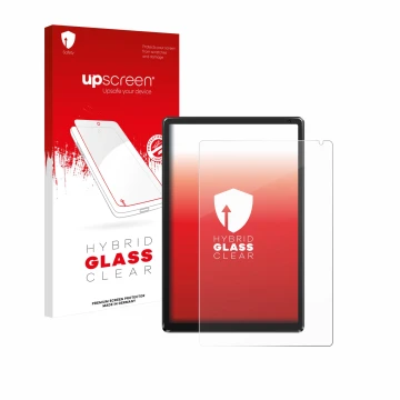 Vorderseite einer Produktverpackung mit dem Markenlogo upscreen. Daneben ist das Gerät Whitedeer WHEC107BK 10.1