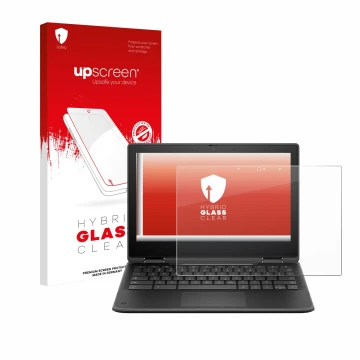 Vorderseite einer Produktverpackung mit dem Markenlogo upscreen. Daneben ist das Gerät HP Fortis Flip G1i 11