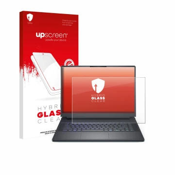 Vorderseite einer Produktverpackung mit dem Markenlogo upscreen. Daneben ist das Gerät Dell Alienware 16 Area-51 mit dem zugeh