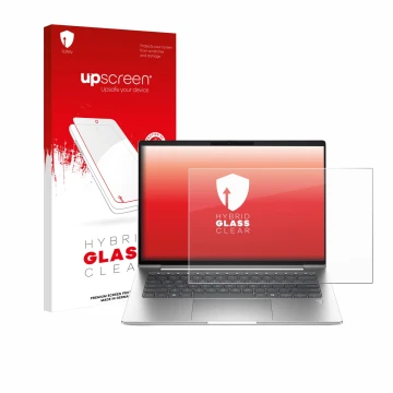 Vorderseite einer Produktverpackung mit dem Markenlogo upscreen. Daneben ist das Gerät HP ProBook 4 G1a 16