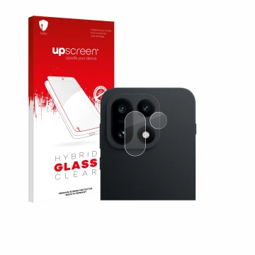 Vorderseite einer Produktverpackung mit dem Markenlogo upscreen. Daneben ist das Gerät OnePlus 15 (NUR Kameraschutz) mit dem z