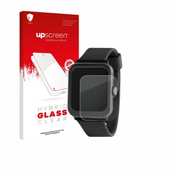 Vorderseite einer Produktverpackung mit dem Markenlogo upscreen. Daneben ist das Gerät Sector Smartwatch S-08 mit dem zugehöri
