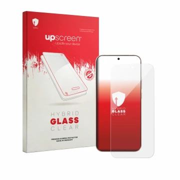 Vorderseite einer Produktverpackung mit dem Markenlogo upscreen. Daneben ist das Gerät Oppo Reno 15 Pro mit dem zugehörigen Di