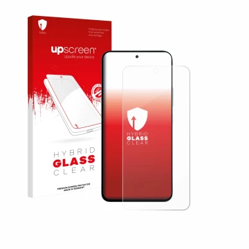 Vorderseite einer Produktverpackung mit dem Markenlogo upscreen. Daneben ist das Gerät Xiaomi Poco M7 Plus mit dem zugehörigen
