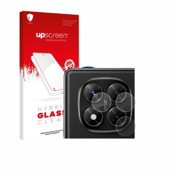 Vorderseite einer Produktverpackung mit dem Markenlogo upscreen. Daneben ist das Gerät Xiaomi Redmi Note 14 Pro 4G (NUR Kamera