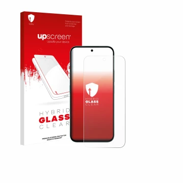 Vorderseite einer Produktverpackung mit dem Markenlogo upscreen. Daneben ist das Gerät Honor X6c mit dem zugehörigen Displaysc