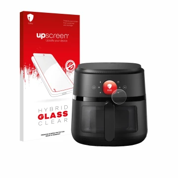Vorderseite einer Produktverpackung mit dem Markenlogo upscreen. Daneben ist das Gerät Philips Airfryer 2000 Gen 2 6,2L mit de
