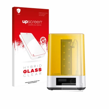 Vorderseite einer Produktverpackung mit dem Markenlogo upscreen. Daneben ist das Gerät Anycubic Wash & Cure 3 mit dem zugehöri