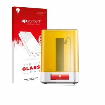 Vorderseite einer Produktverpackung mit dem Markenlogo upscreen. Daneben ist das Gerät Anycubic Wash & Cure 3 Plus mit dem zug