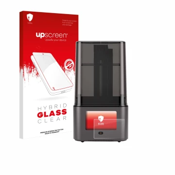 Vorderseite einer Produktverpackung mit dem Markenlogo upscreen. Daneben ist das Gerät Anycubic Photon Mono 4 Ultra mit dem zu