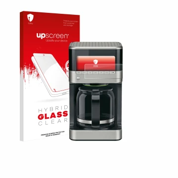 Vorderseite einer Produktverpackung mit dem Markenlogo upscreen. Daneben ist das Gerät Braun PurAroma 7 mit dem zugehörigen Di
