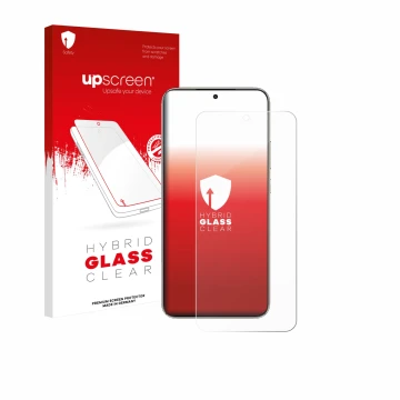 Vorderseite einer Produktverpackung mit dem Markenlogo upscreen. Daneben ist das Gerät Honor X70 mit dem zugehörigen Displaysc