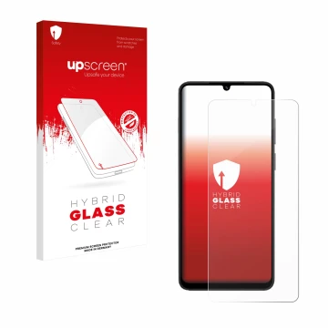 Vorderseite einer Produktverpackung mit dem Markenlogo upscreen. Daneben ist das Gerät Honor X5c Plus mit dem zugehörigen Disp