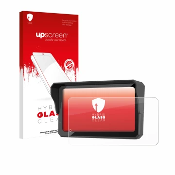 Vorderseite einer Produktverpackung mit dem Markenlogo upscreen. Daneben ist das Gerät Carpuride W602BS mit dem zugehörigen Di