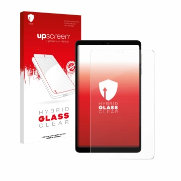 Vorderseite einer Produktverpackung mit dem Markenlogo upscreen. Daneben ist das Gerät Alldocube iPlay 60 mini mit dem zugehör