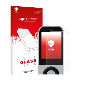 Vorderseite einer Produktverpackung mit dem Markenlogo upscreen. Daneben ist das Gerät Sofabaton X2 mit dem zugehörigen Displa