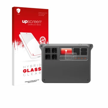 Vorderseite einer Produktverpackung mit dem Markenlogo upscreen. Daneben ist das Gerät DJI Power 2000 mit dem zugehörigen Disp