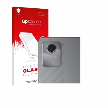 Vorderseite einer Produktverpackung mit dem Markenlogo upscreen. Daneben ist das Gerät Lenovo Tab M11 (NUR Kameraschutz) mit d