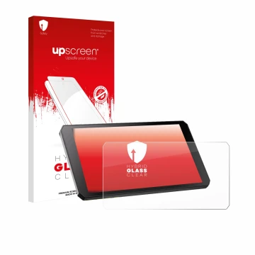 Vorderseite einer Produktverpackung mit dem Markenlogo upscreen. Daneben ist das Gerät RiderNav R7M mit dem zugehörigen Displa