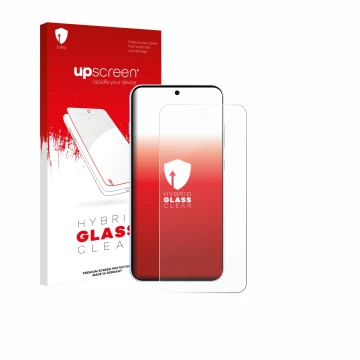 Vorderseite einer Produktverpackung mit dem Markenlogo upscreen. Daneben ist das Gerät Oppo Find X8s mit dem zugehörigen Displ