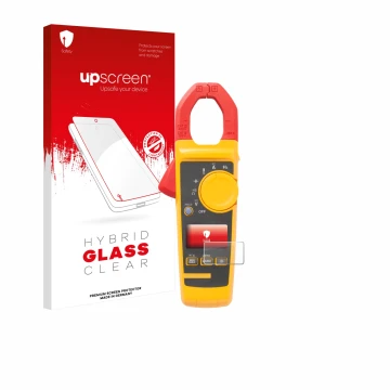 Vorderseite einer Produktverpackung mit dem Markenlogo upscreen. Daneben ist das Gerät Fluke 325 mit dem zugehörigen Displaysc