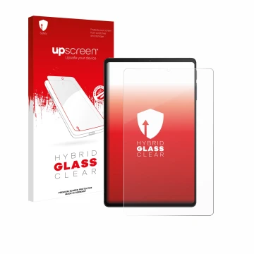 Vorderseite einer Produktverpackung mit dem Markenlogo upscreen. Daneben ist das Gerät Xiaomi Black Shark Gaming Tablet mit de