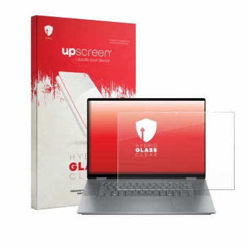 Vorderseite einer Produktverpackung mit dem Markenlogo upscreen. Daneben ist das Gerät HP OmniBook X Flip 2-in-1 AI 16-cc0796n