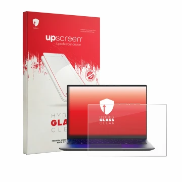 Vorderseite einer Produktverpackung mit dem Markenlogo upscreen. Daneben ist das Gerät MEDION Avantum 14 E1e mit dem zugehörig