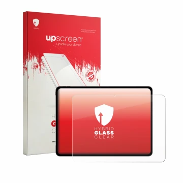 Vorderseite einer Produktverpackung mit dem Markenlogo upscreen. Daneben ist das Gerät OnePlus Pad 4 mit dem zugehörigen Displ